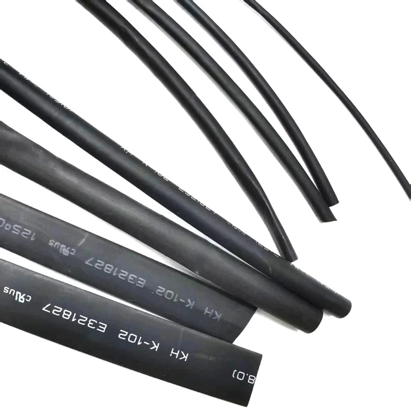 Black Heat Shrink Tubing 5 m (16.4 ft) Lot – Multiple Diameters 1mm–10mm, Insulation Sleeve Rated 125°C