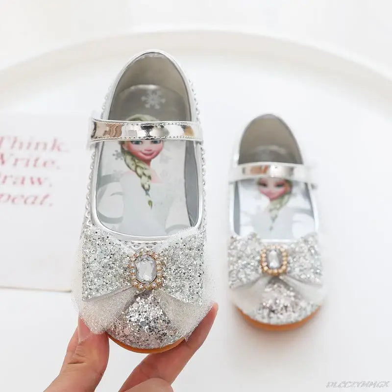 Girls Princess Crystal Flower Soft-Bottom Baby Shoes - PU Leather Flat Toddler Shoes