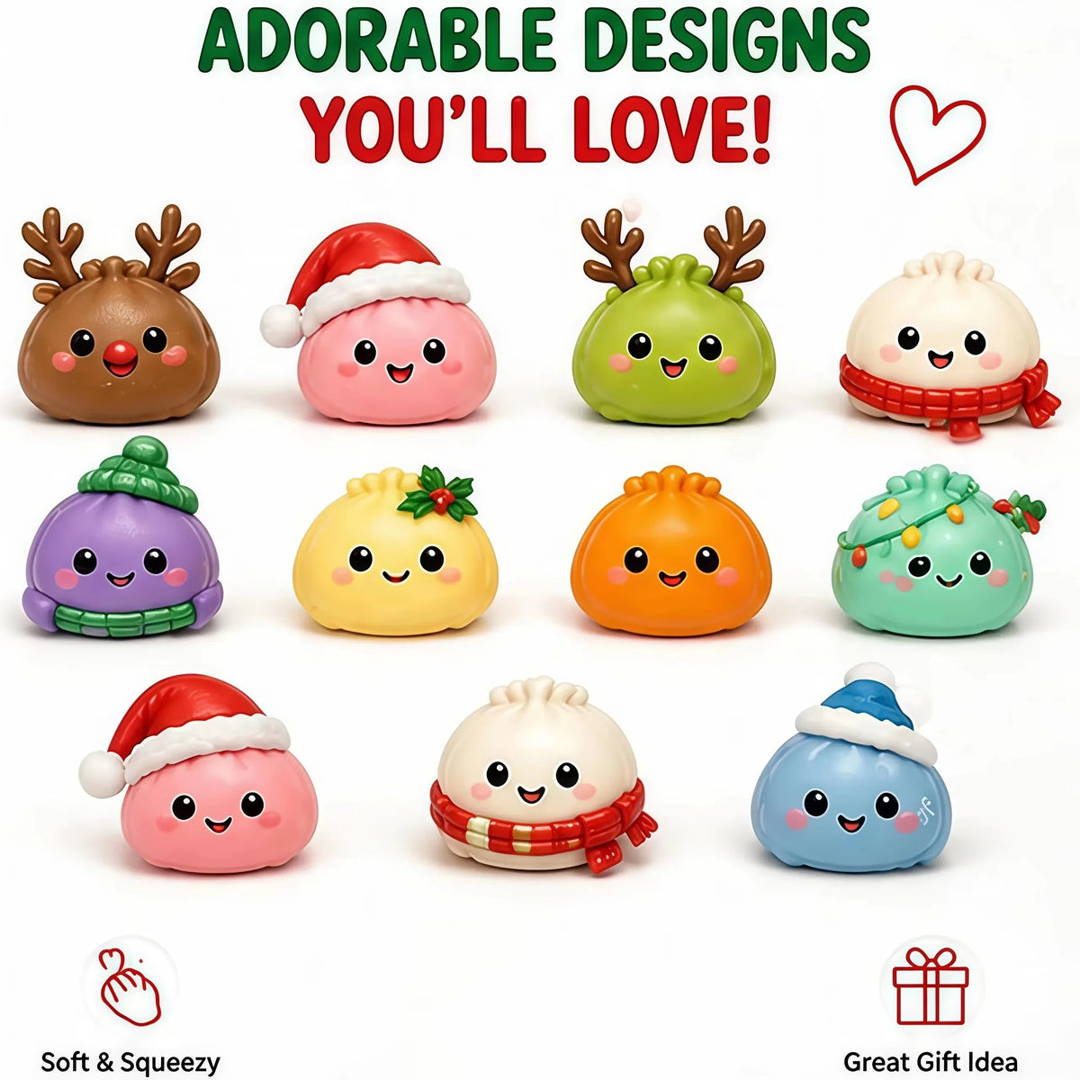 24-Piece Dumpling Squishy Advent Calendar – Slow-Rising 24-Day Christmas Fidget Countdown Gift