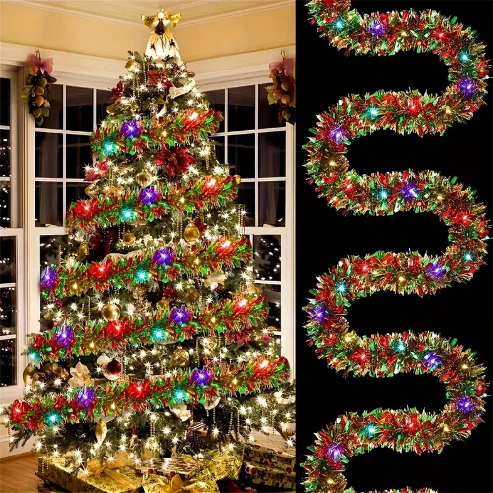 Battery-Operated LED Christmas Garland String Lights – Hanging Holiday Decor for Tree, Window & Party