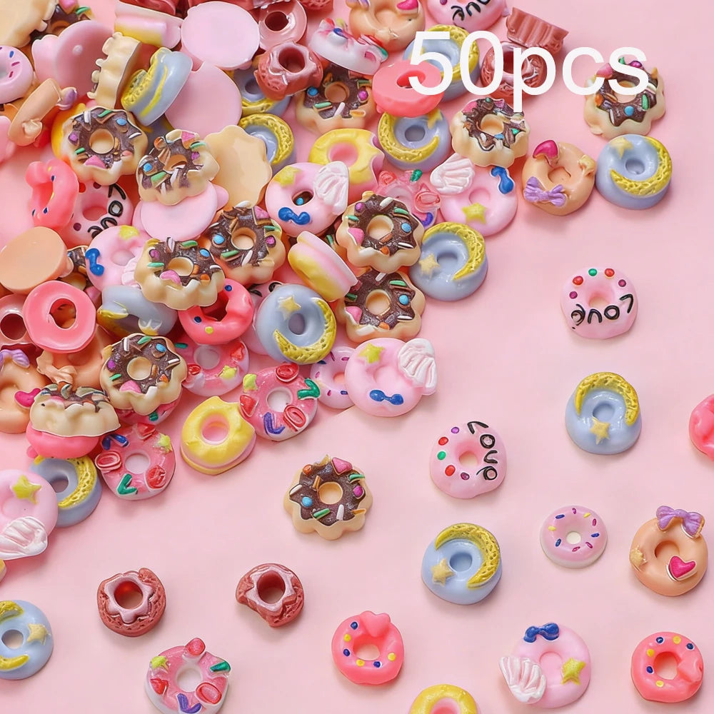 3D Donut Nail Charms - 50-Pack Kawaii Nail Art Decorations view 5
