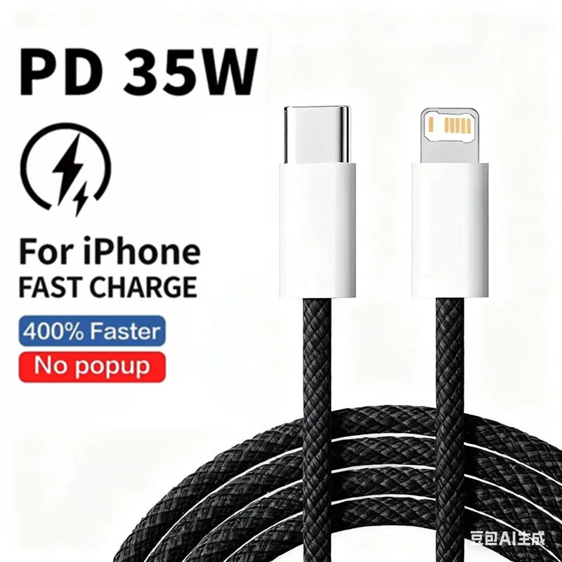 Braided PD 35W Fast Charge USB-C to Lightning Cable