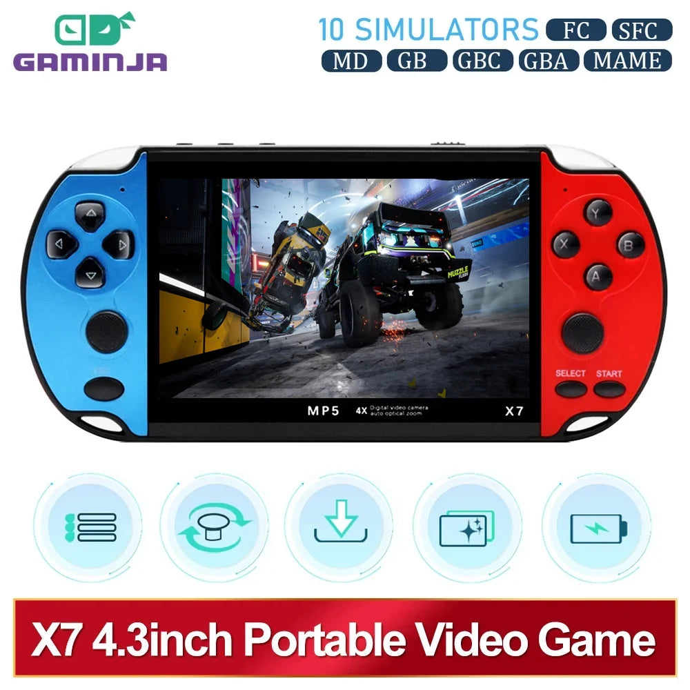 4.3-Inch IPS Handheld Retro Game Console HD Screen Built-in 10,000+ Games (GBA GBC NES MD SFC)