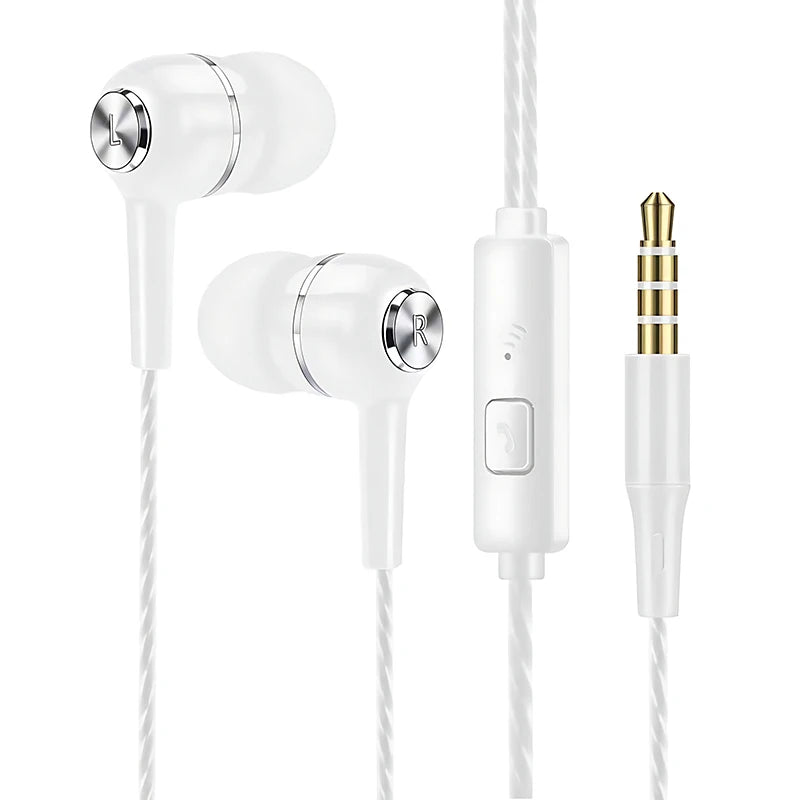3.5mm Wired In-Ear Headphones with Microphone - HiFi Heavy Bass Stereo Earbuds for Gaming & Sports