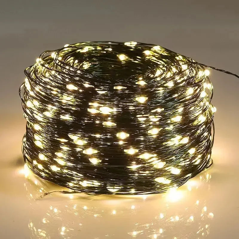 100-2000 LED Copper Wire Fairy String Lights, Waterproof Remote-Controlled Indoor & Outdoor Decor (10-200 m / 33-656 ft)
