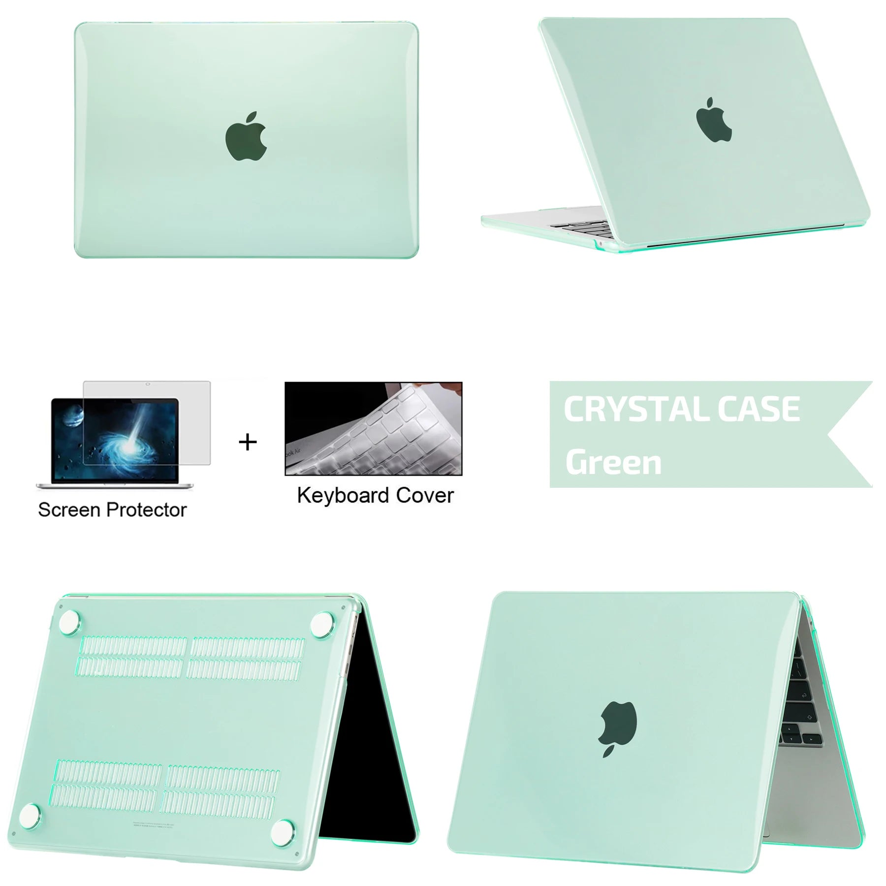 Hard Shell Protective Laptop Case for MacBook Air & Pro 13/13.6/14/16 Inch – PVC Snap-On Cover with Keyboard Cover & Screen Protector