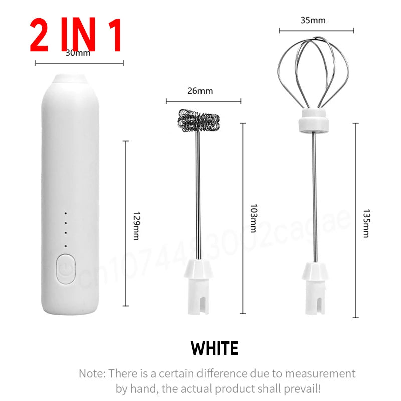 Wireless Electric Milk Frother & Egg Beater — USB-C Rechargeable Handheld Coffee Whisk, 3-Speed Mini Foam Maker