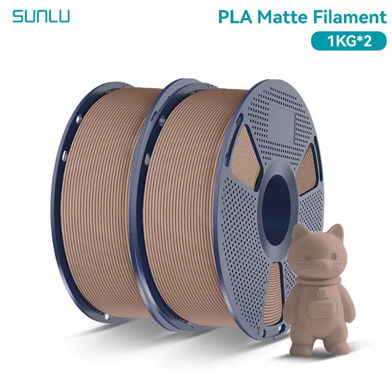 PLA Matte Filament 1.75mm 1kg Spool (2.2 lb) 2-Pack, Matte Finish Neatly Wound for FDM 3D Printers