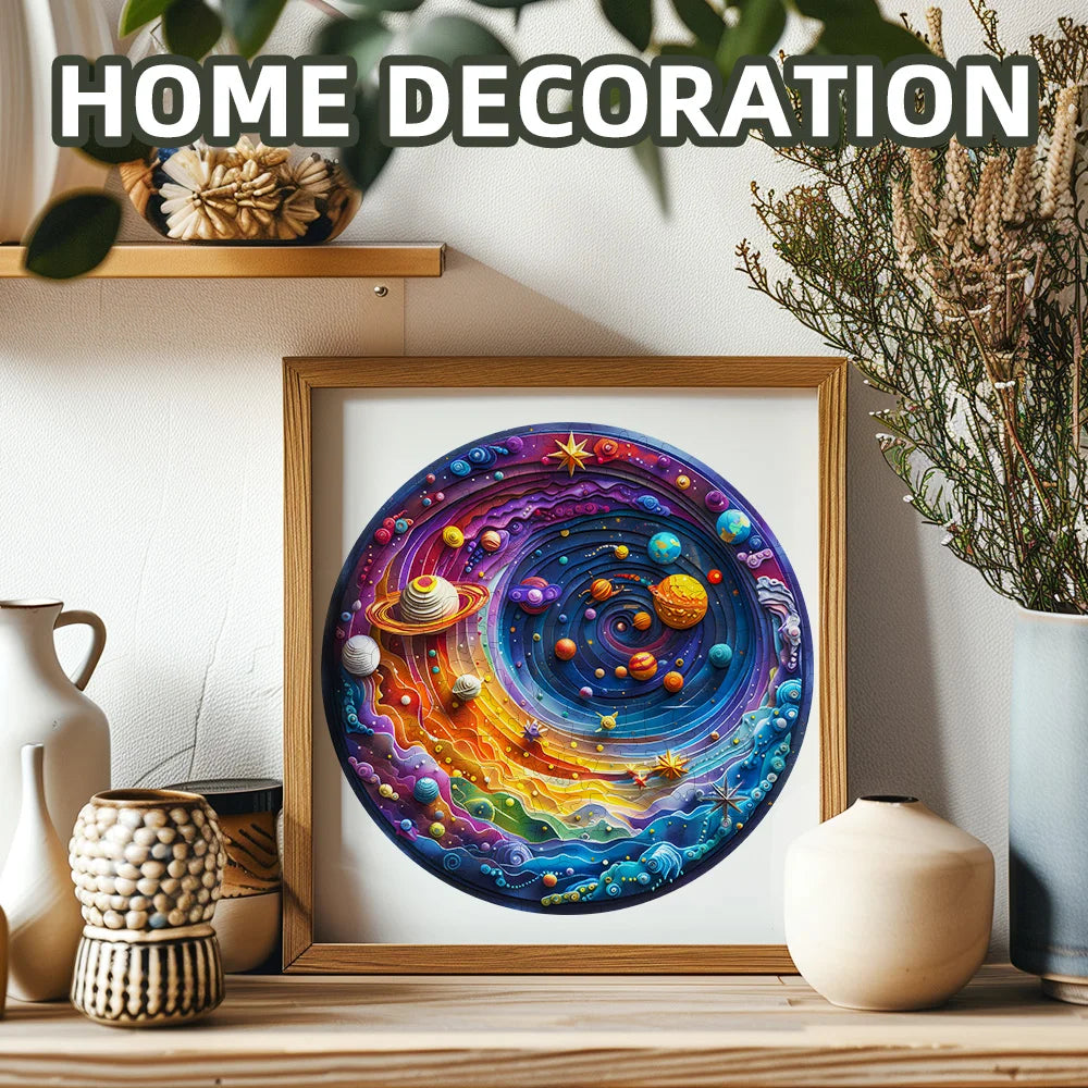Wooden Space Planet Jigsaw Puzzle — Irregular Shape Family Game Gift for Adults & Kids