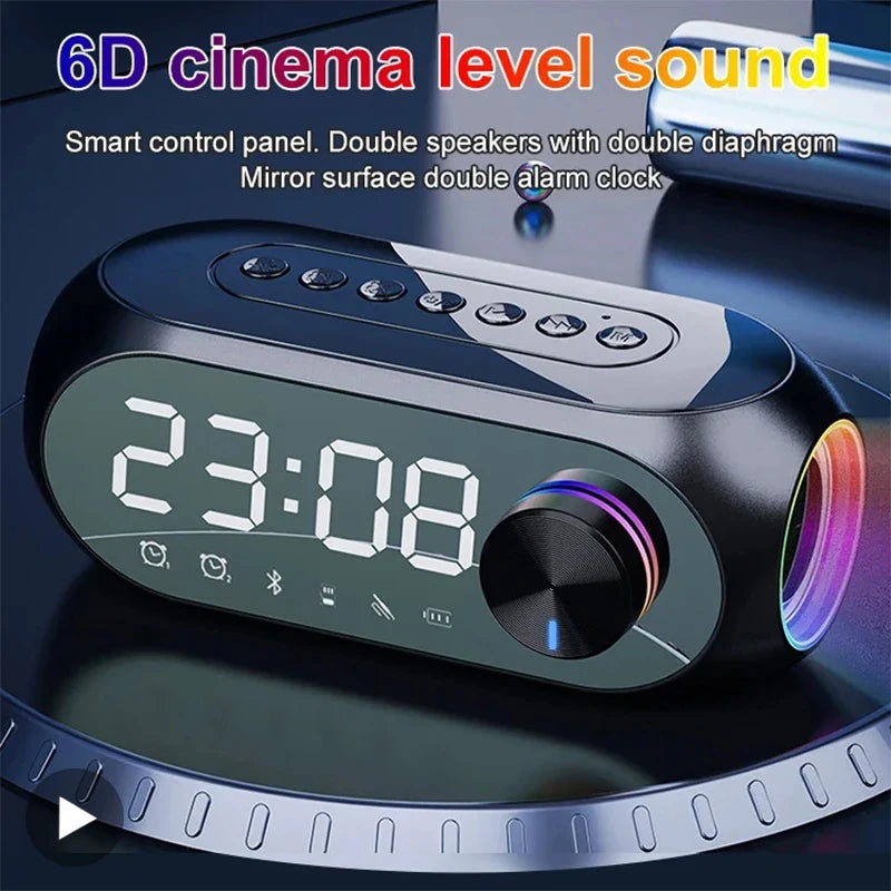 Portable Bluetooth Alarm Clock Speaker, FM Radio, TF Card & AUX, Mini Wireless Subwoofer Sound Box