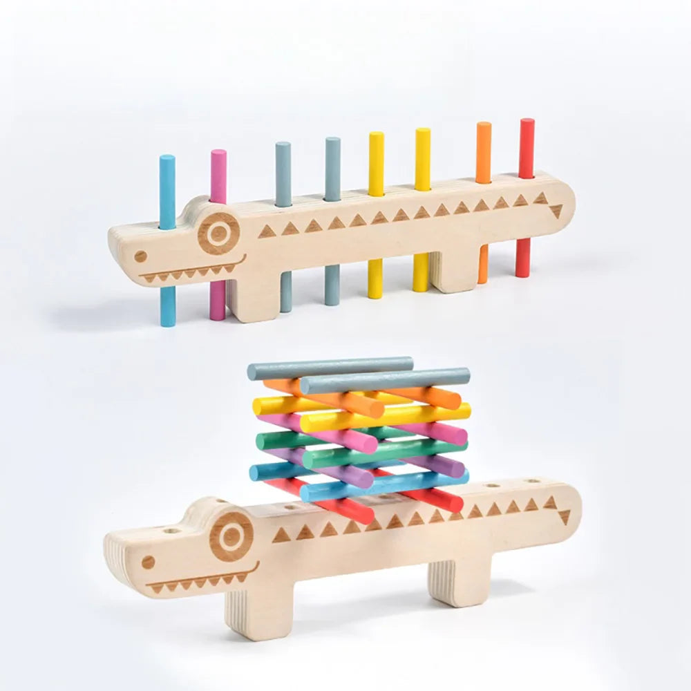 Wooden Montessori Color Matching Stick Game for Toddlers – 55 Double-Sided Cards | Fine Motor & Balance Toy Ages 3-6