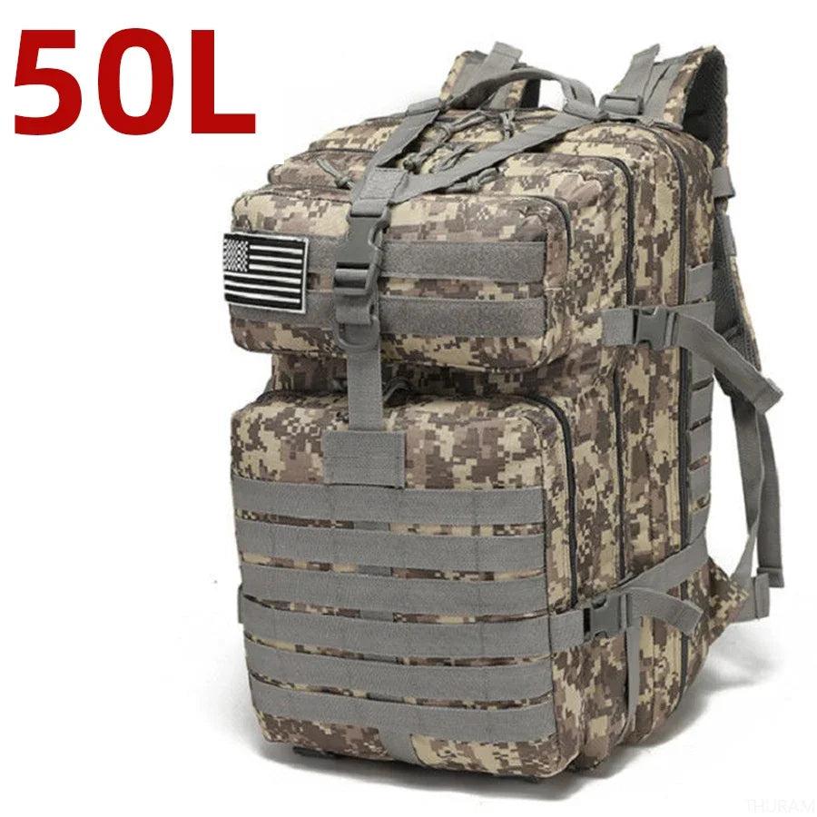 25L & 50L Waterproof Nylon Tactical Backpack - Hiking Camping Trekking Fishing Rucksack with MOLLE