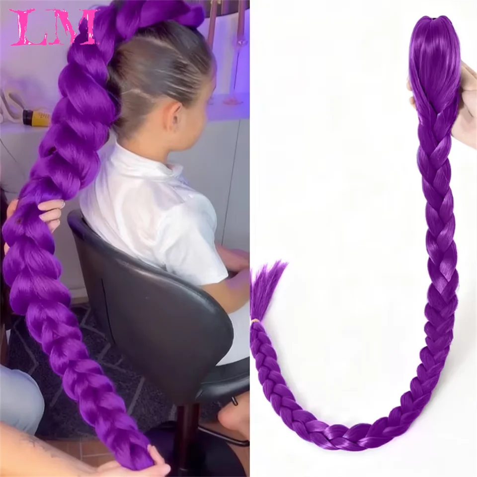 32-Inch (81 cm) Purple Synthetic Braiding Hair Extensions, 100 g – Long Straight Braids for Cosplay & Parties