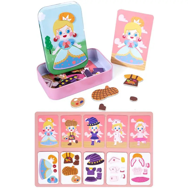 Magnetic 3D Dress-Up Puzzle Toy in Travel Tin - Wooden Magnetic Jigsaw for Kids Imaginative Play