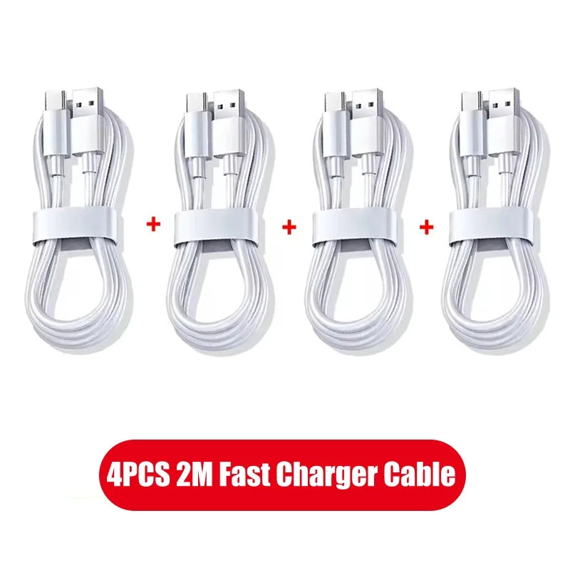 4-Pack USB-A to USB-C Fast Charging Cable — 6A 120W, 1m/2m High-Speed Data Sync for Android Phones