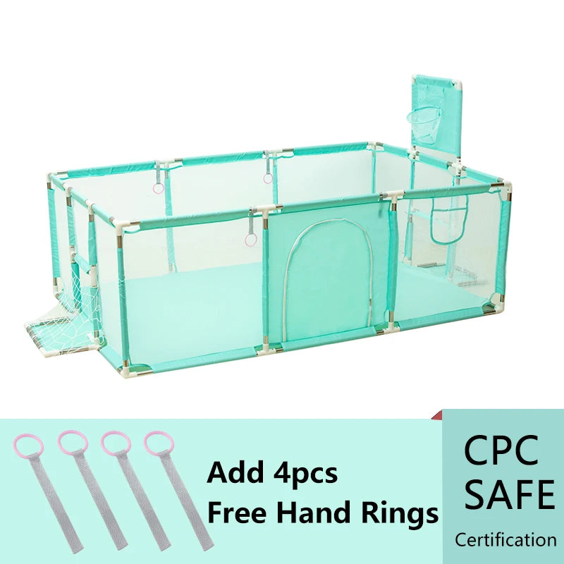 Large Playpen 107 x 235 x 129 cm (42.1 x 92.5 x 50.8 in) Safety Play Yard Indoor Outdoor Toddler Ball Pool & Soft-Padded Kids Play Area, Ages 0–6Y