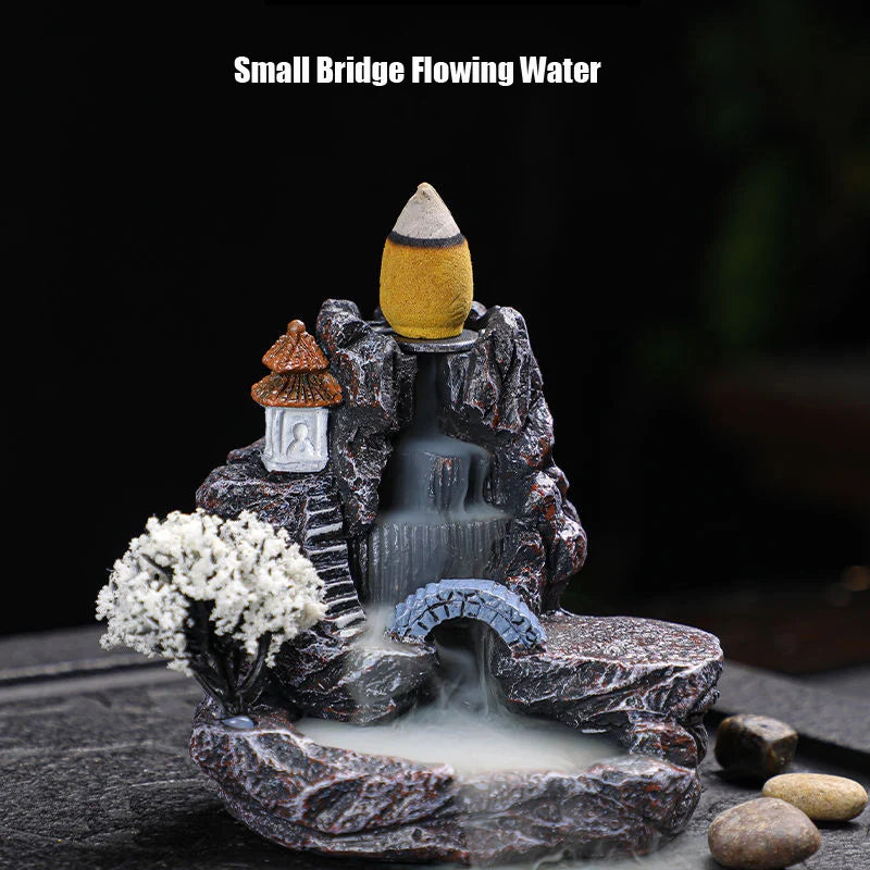 Backflow Waterfall Incense Holder Burner – Aromatherapy Home Decor with Backflow Incense Cones