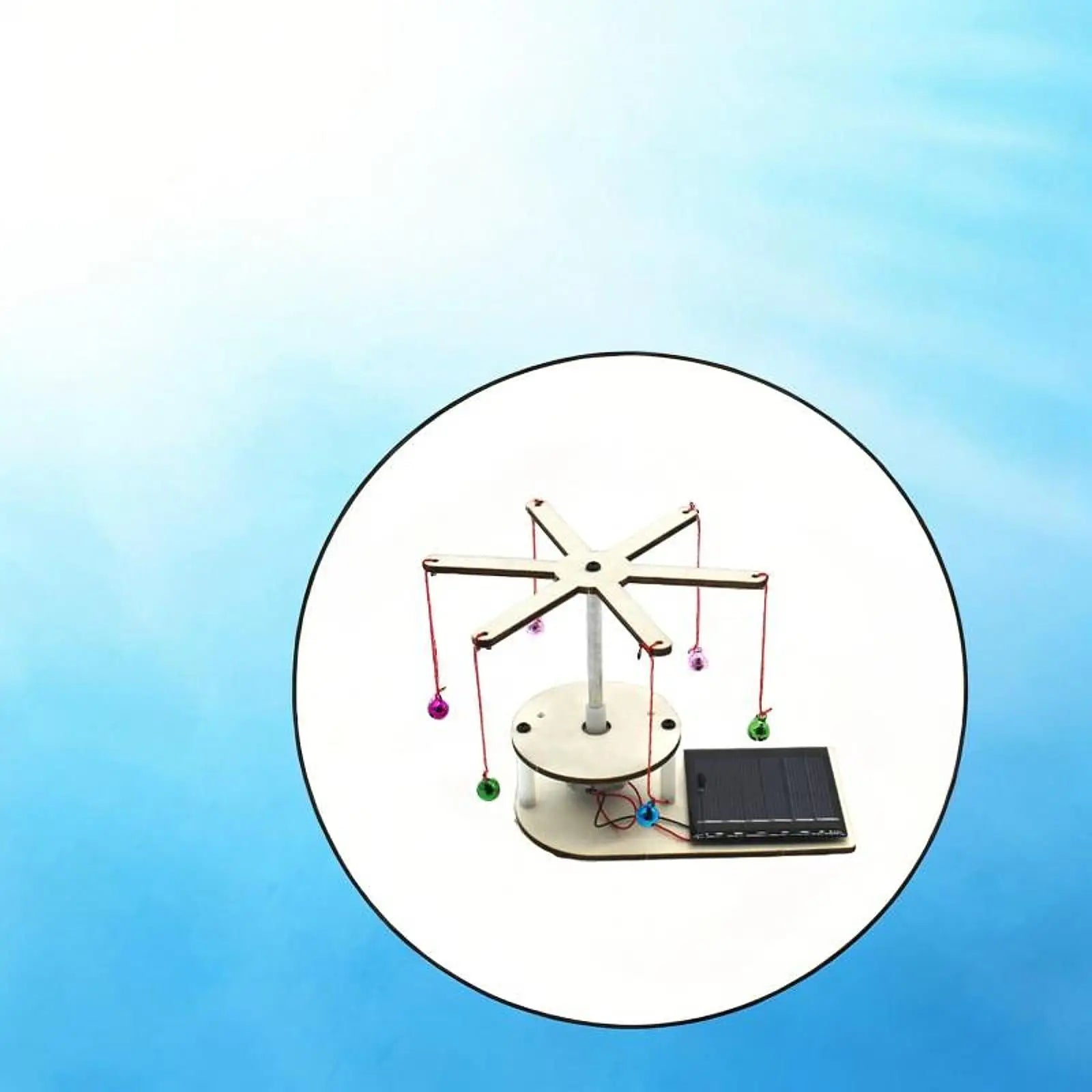 Solar-Powered DIY STEM Wooden Rotating Bell Science Experiment Kit for Kids Ages 3-6
