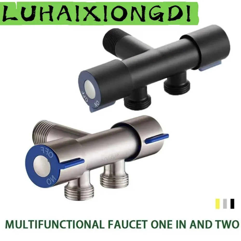 Stainless Steel Cold Water Angle Valve 1-In-2-Out Double Outlet for Toilet & Washing Machine