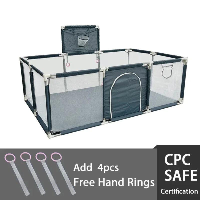 Large Baby Playpen 189 x 126 x 64 cm (74.4 x 49.6 x 25.2 in) Machine-Washable Play Yard Activity Fence Ball Pool for Child Safety