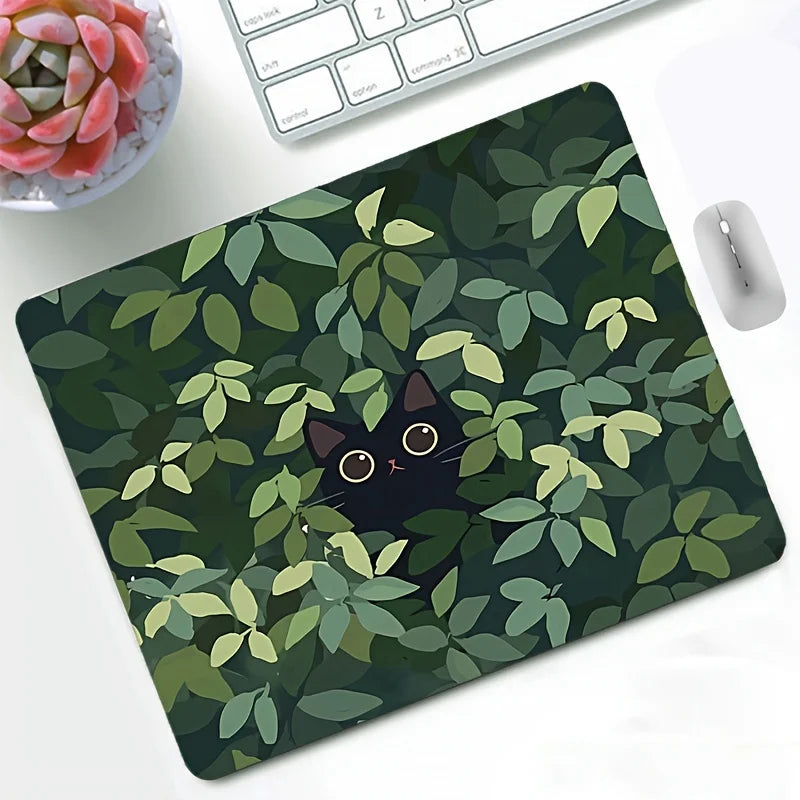 Black Cat Cartoon Mouse Pad - Anti-Slip Kawaii Rubber Desk Mat for Laptop & Keyboard