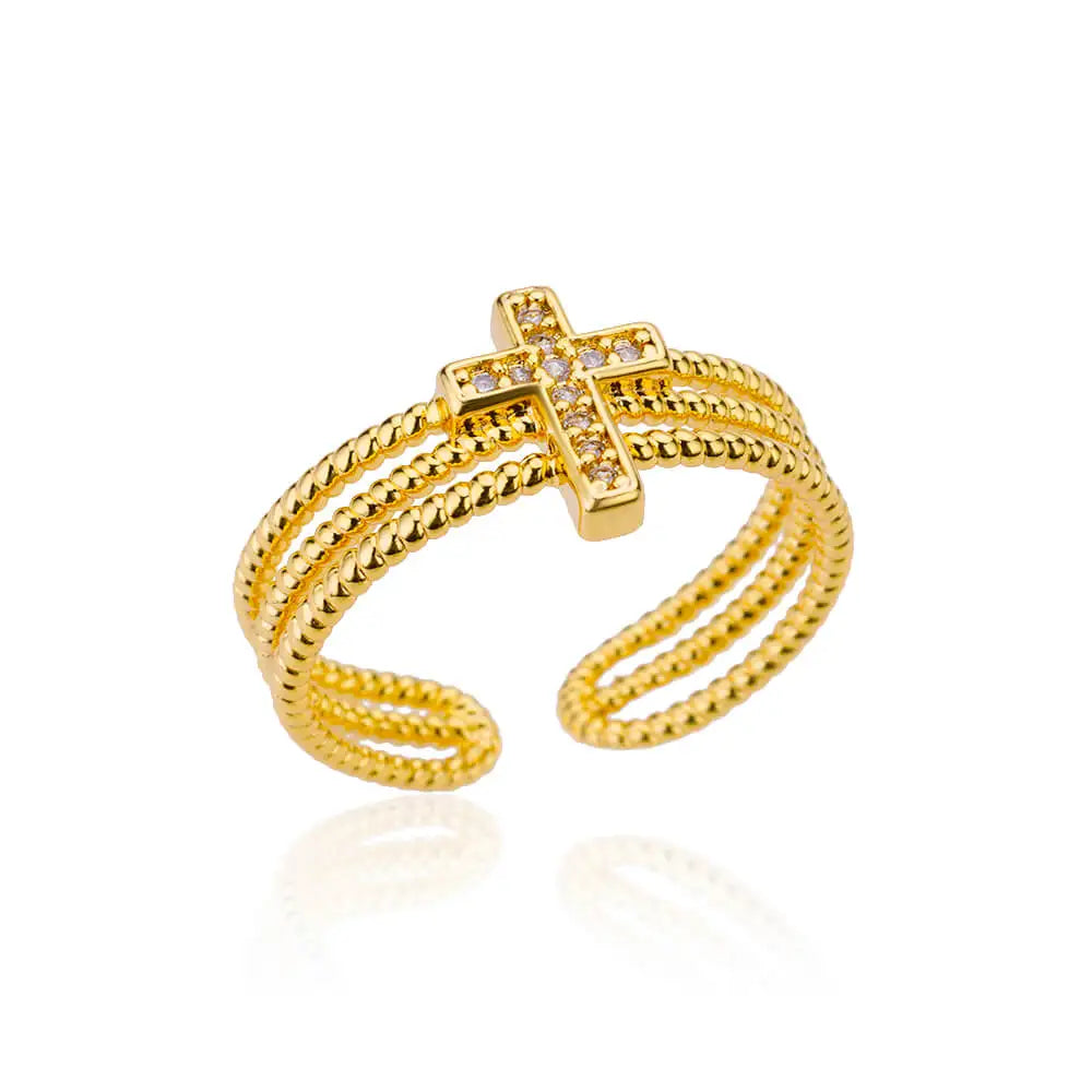 316L Stainless Steel Gold-Tone Women's Ring – Hypoallergenic Classic Tension-Set Wedding & Couple Ring