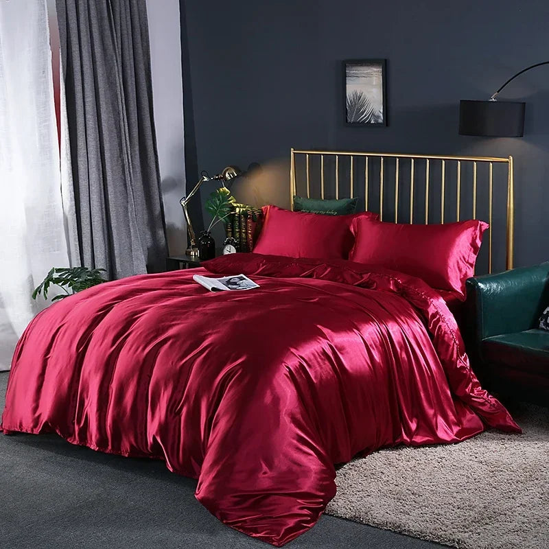 4-Piece Solid Color Duvet Cover Set - Rayon Twill Bedding (Twin/Full/Queen/King)