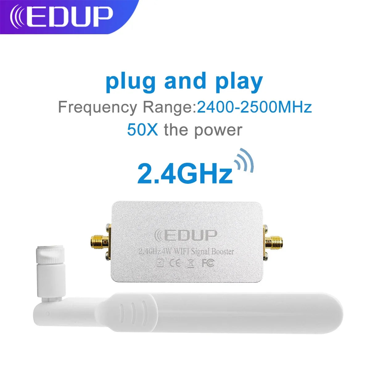8W 2.4GHz Wi-Fi Signal Amplifier & Range Extender 802.11n — SMA Antenna Adapter (6 dBi, 39 dBm)