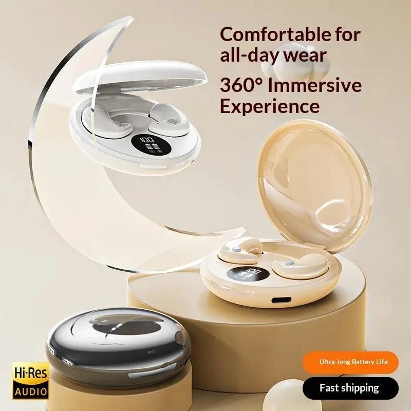 Ultra-Thin Wireless Sleep Earbuds for Side Sleepers - Zero-Pressure Bluetooth In-Ear Headphones with Long Battery Life