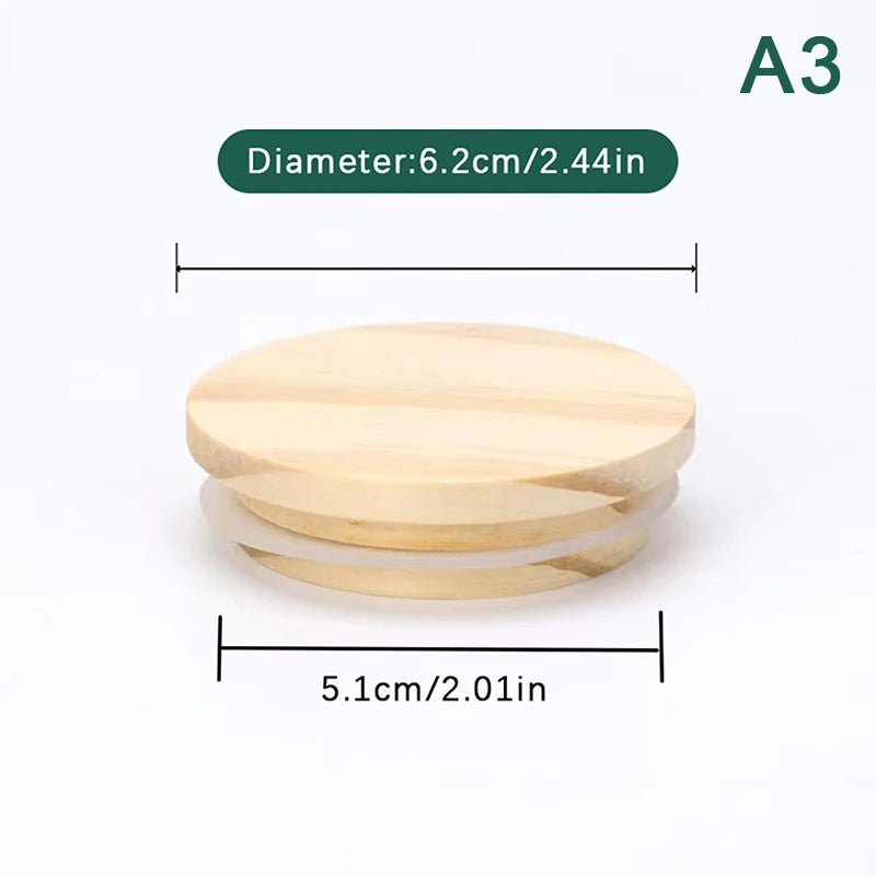 Handmade Pine Wood Jar Lid with Silicone Seal – Airtight Wooden Cover for Jars, Mugs & Candle Cups, Fits 52–130 mm (2.05–5.12 in)