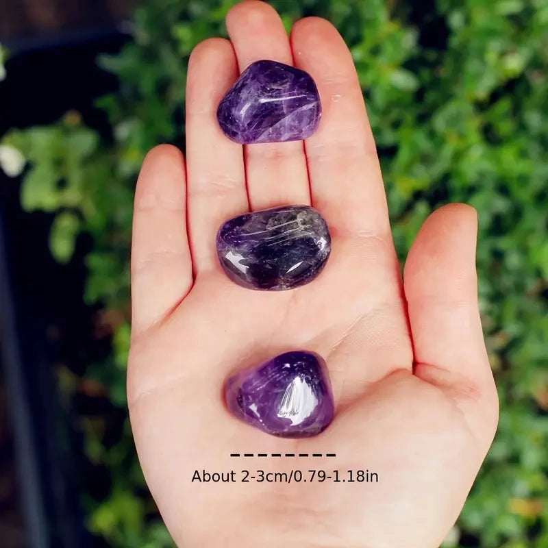 100 g (3.5 oz) Natural Amethyst Tumbled Stones – Bulk Polished Reiki Healing Crystals for Home Decor