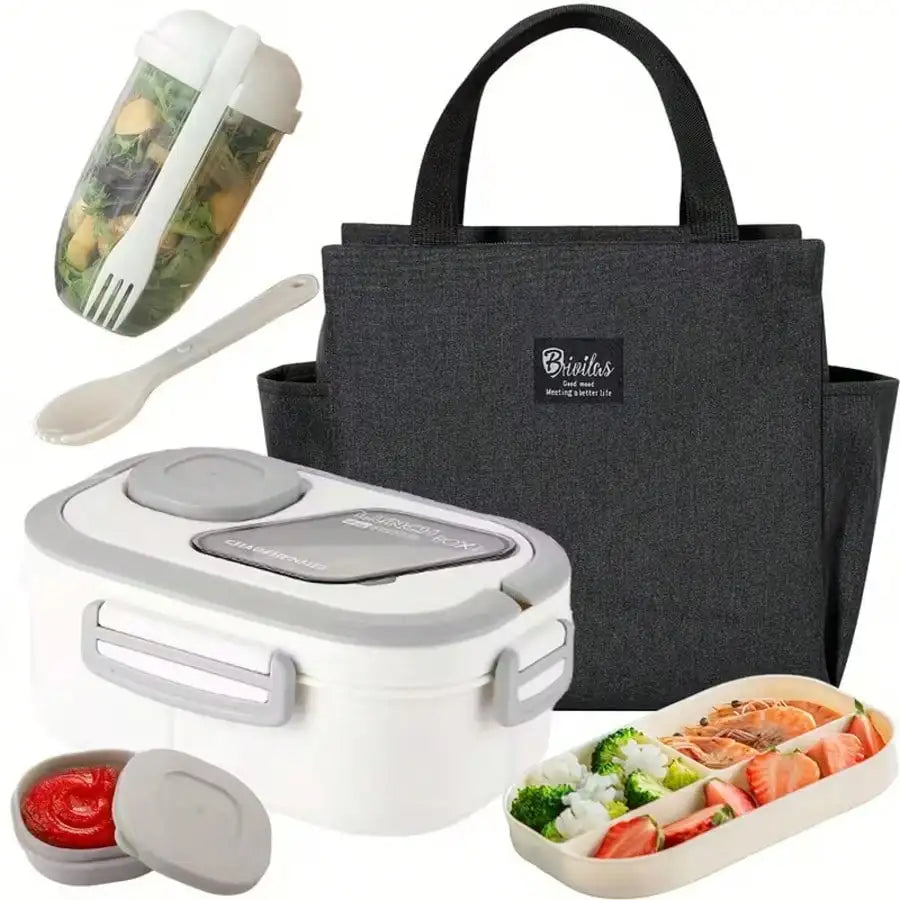 Double-Layer Multi-Compartment Lunch Box Set with Cup & Portable Lunch Bag – Bento Food Storage for School, Office, Picnic