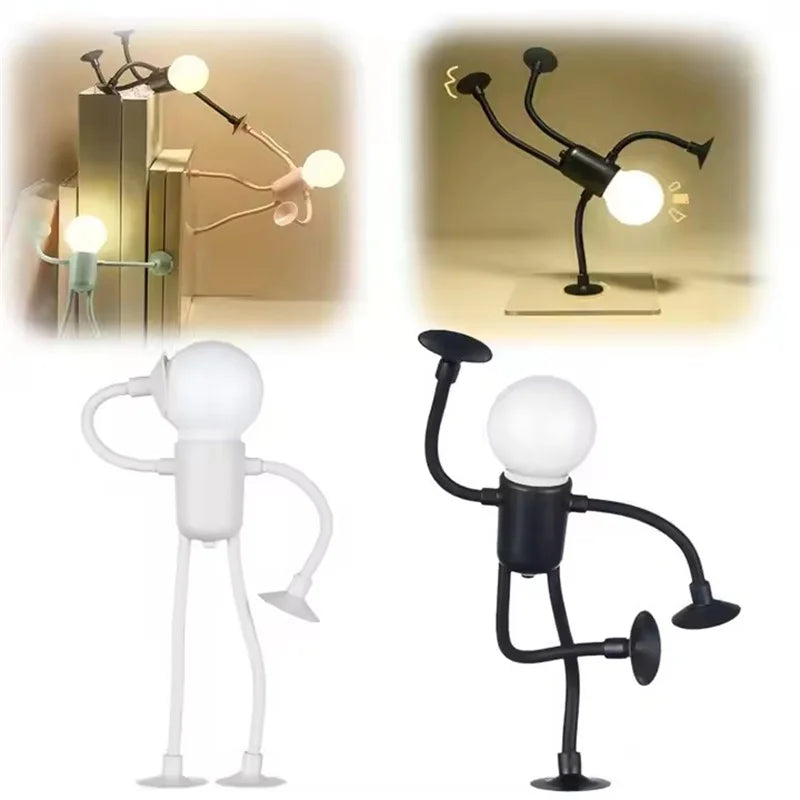 Mini Poseable Athlete Night Light with Suction Cup - Battery-Operated One-Touch Desk & Nursery Lamp