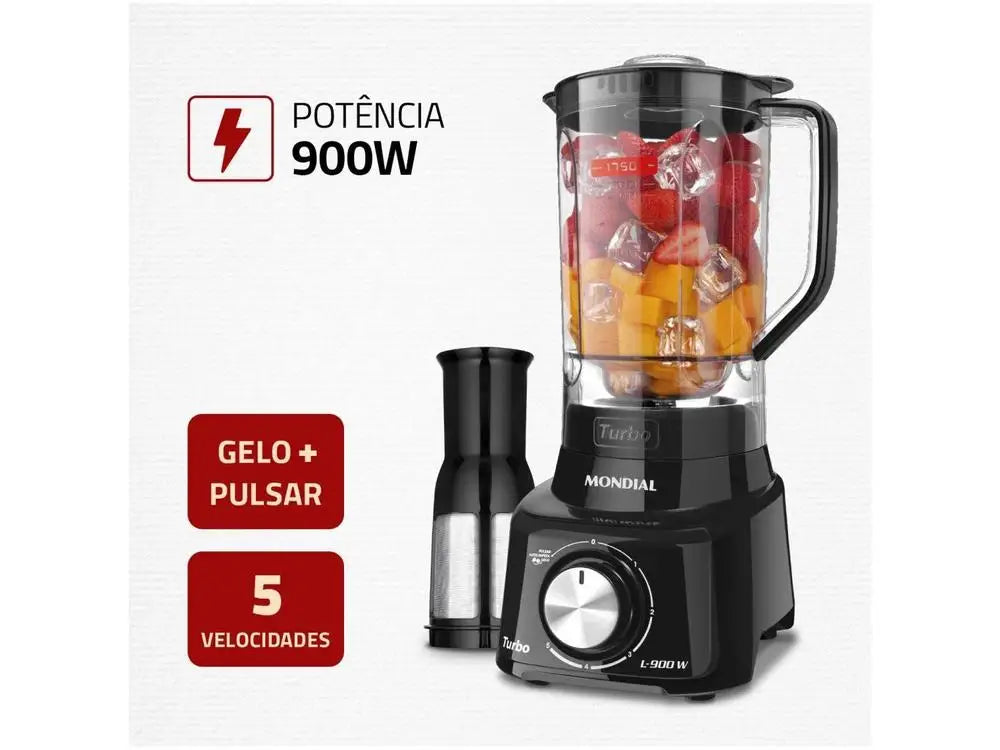 Turbo L-900 FB 900W 5-Speed Blender with Filter, 2.7L (91 fl oz) Jar – 220V Black