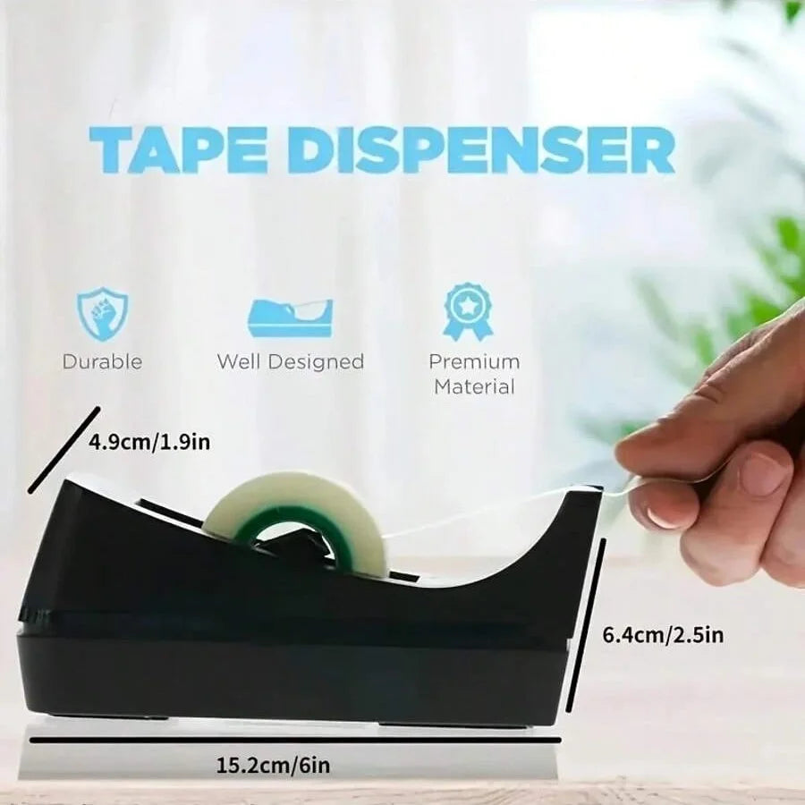 Heavy-Duty Desktop Tape Dispenser with Non-Slip Base — 1 or 2-Pack for Office, Home & School