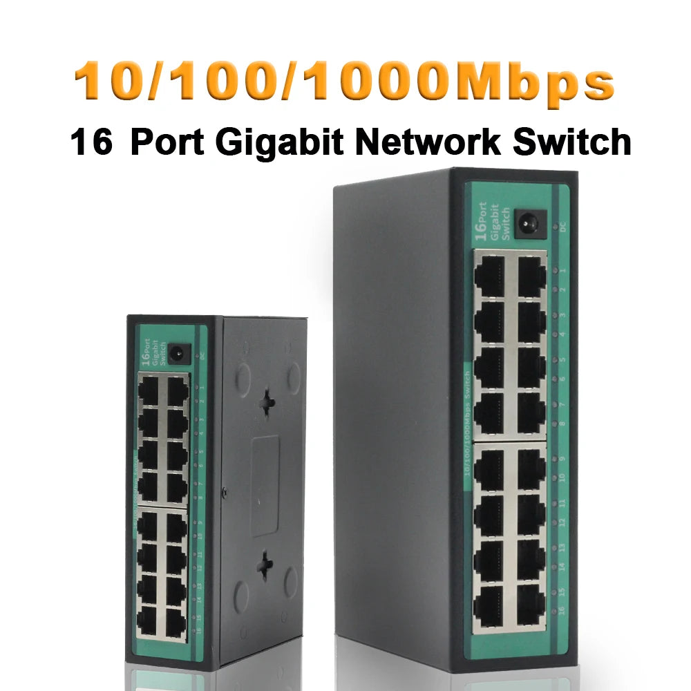 16-Port Gigabit Ethernet Switch 10/100/1000Mbps 32Gbps Backplane