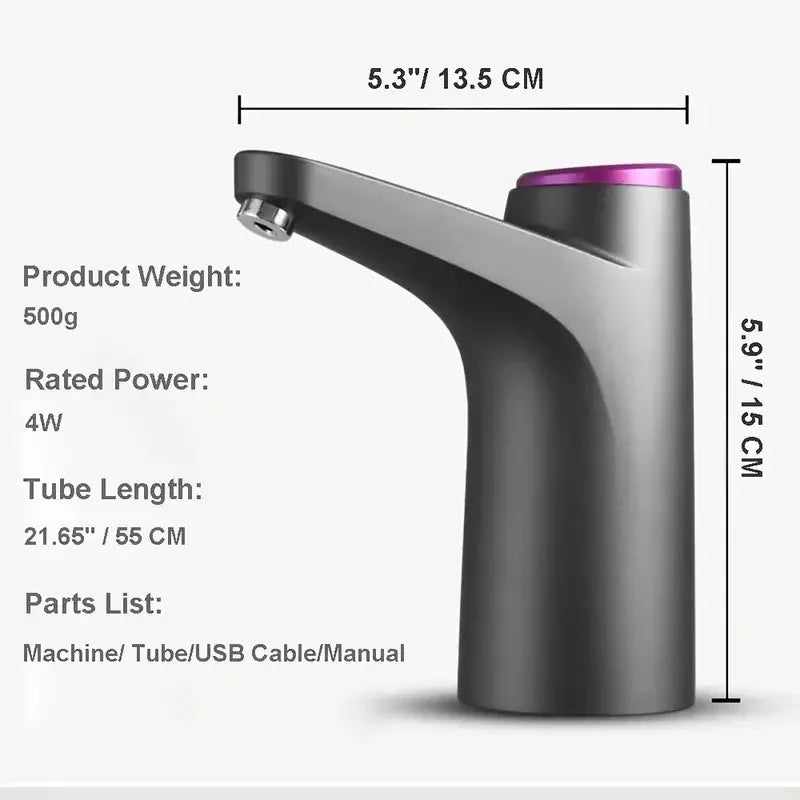Portable 5-Gallon (≈19 L) Electric Water Dispenser Pump - USB Rechargeable Automatic Bottle Pump for Home, Office & Outdoor