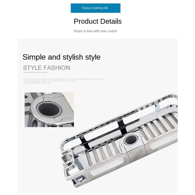 No-Drill Removable Shower Rod Shelf — Bathroom Soap Holder & Organizer for 24–25mm Rod (0.94–0.98 in)