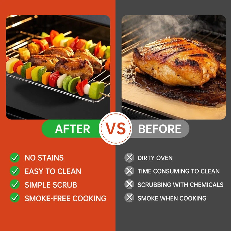 Reusable Non-Stick PTFE Grill & Oven Liner Mat — Heat-Resistant Baking & BBQ Mat