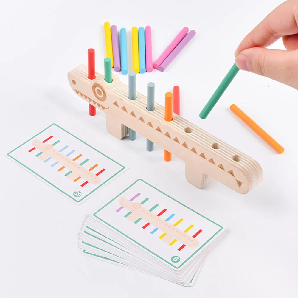 Wooden Montessori Color Matching Stick Game for Toddlers – 55 Double-Sided Cards | Fine Motor & Balance Toy Ages 3-6
