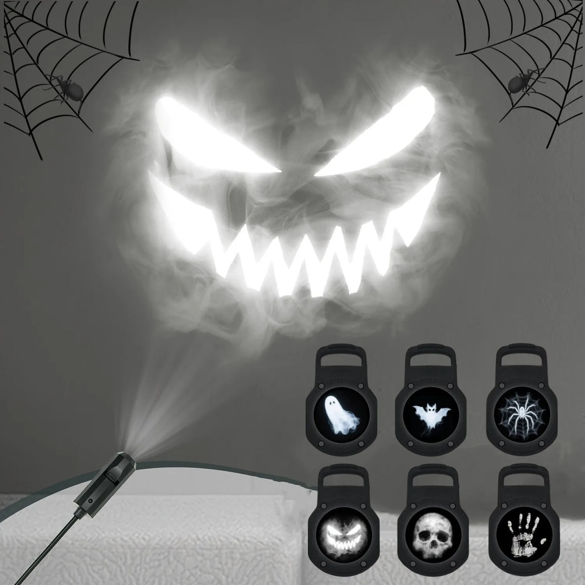 USB LED Halloween Projector Light — Switchable Ghost & Skull Night Lamp for Ceiling, Wall & Window Decor