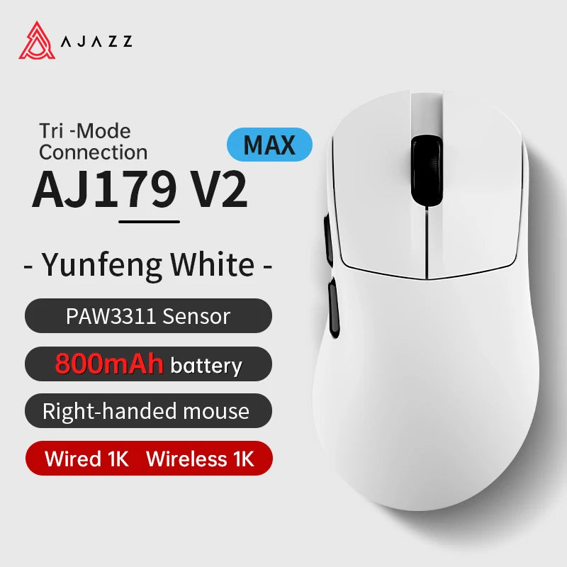 Wireless Gaming Mouse 2.4GHz & Bluetooth - Right-Hand Ergonomic, 26,000 DPI Optical Sensor, Battery Powered