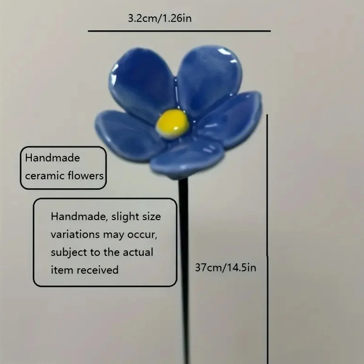 Blue Ceramic Forget-Me-Not Artificial Flowers 14.56 in (37 cm) Fade-Resistant Indoor & Outdoor Vase and Lawn Decor