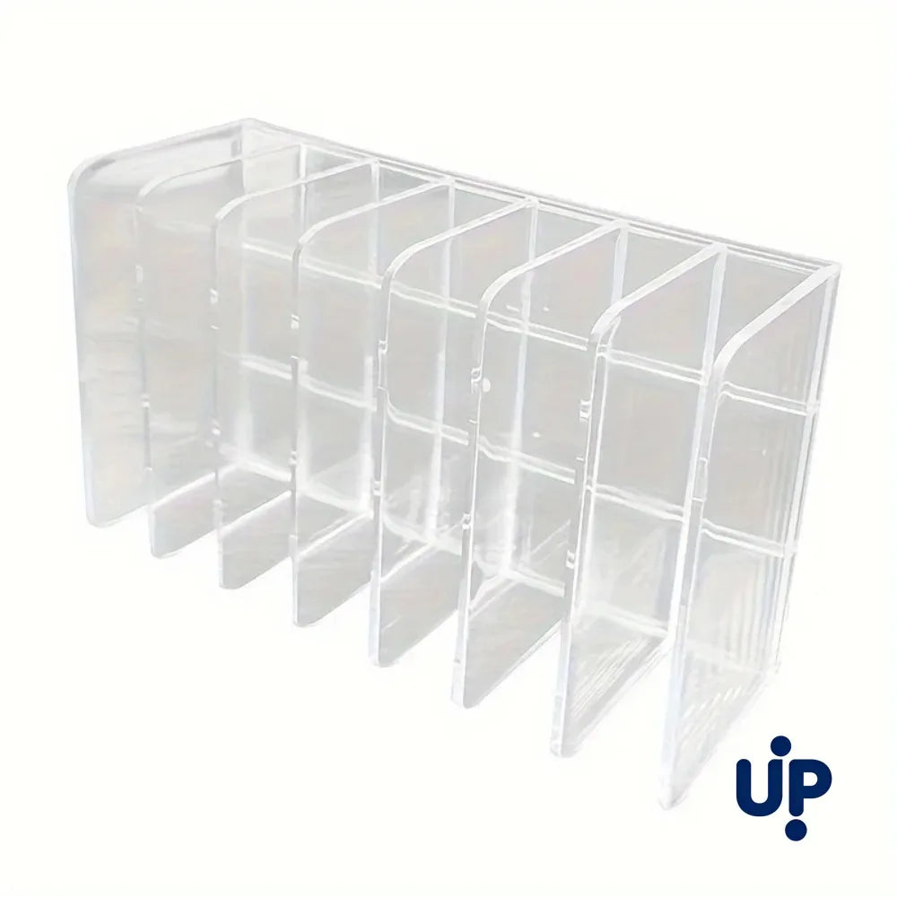 7-Slot Clear Cosmetic Organizer - Transparent Plastic Makeup Holder for Vanity, Bathroom & Office
