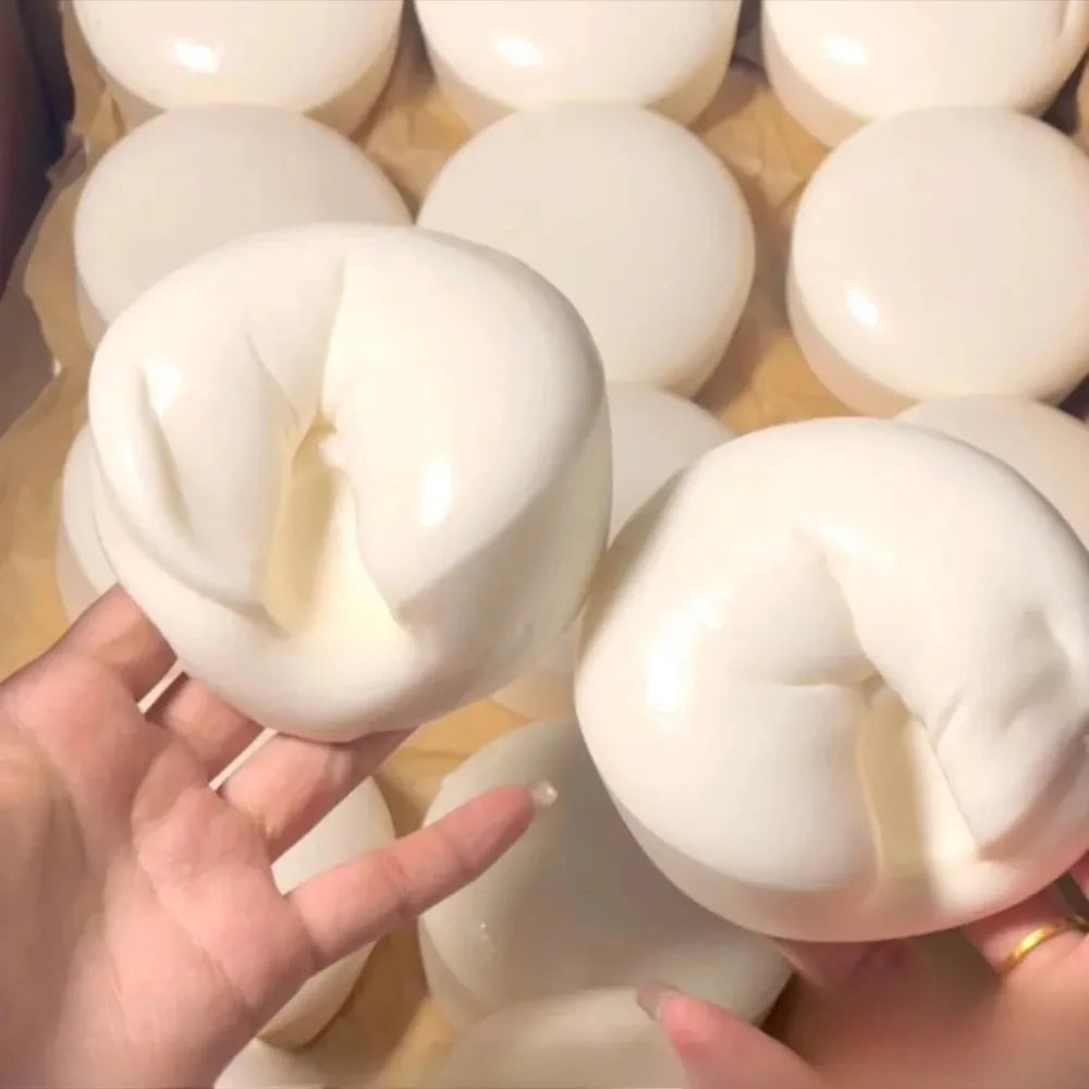 White Yogurt Cake Slow-Rising Squishy Stress Relief Toy Soft PU Squeeze Fidget for Kids & Adults