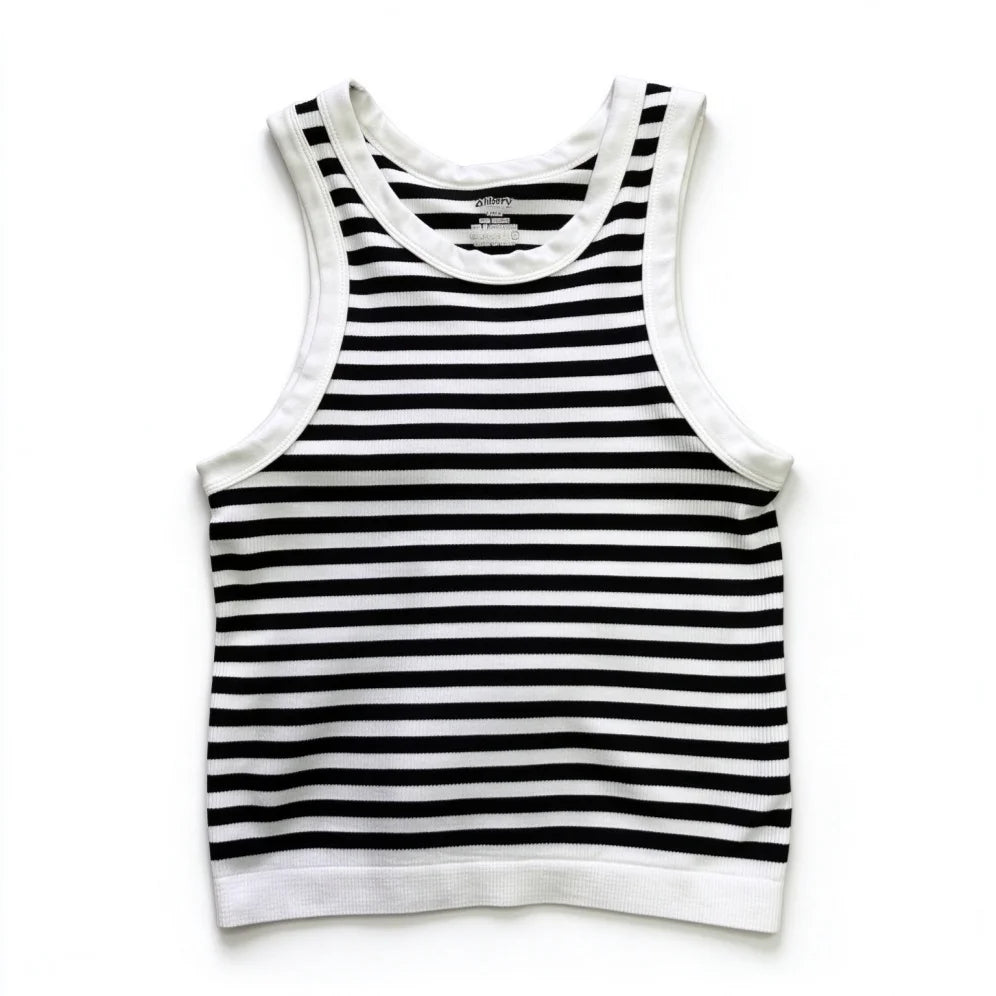 Ribbed Striped Women's Tank Top - Sleeveless Summer Top for Ladies