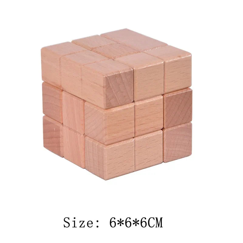 Wooden Lu Ban Brain Teaser 3D Puzzle – Educational Logic Game for Kids & Adults