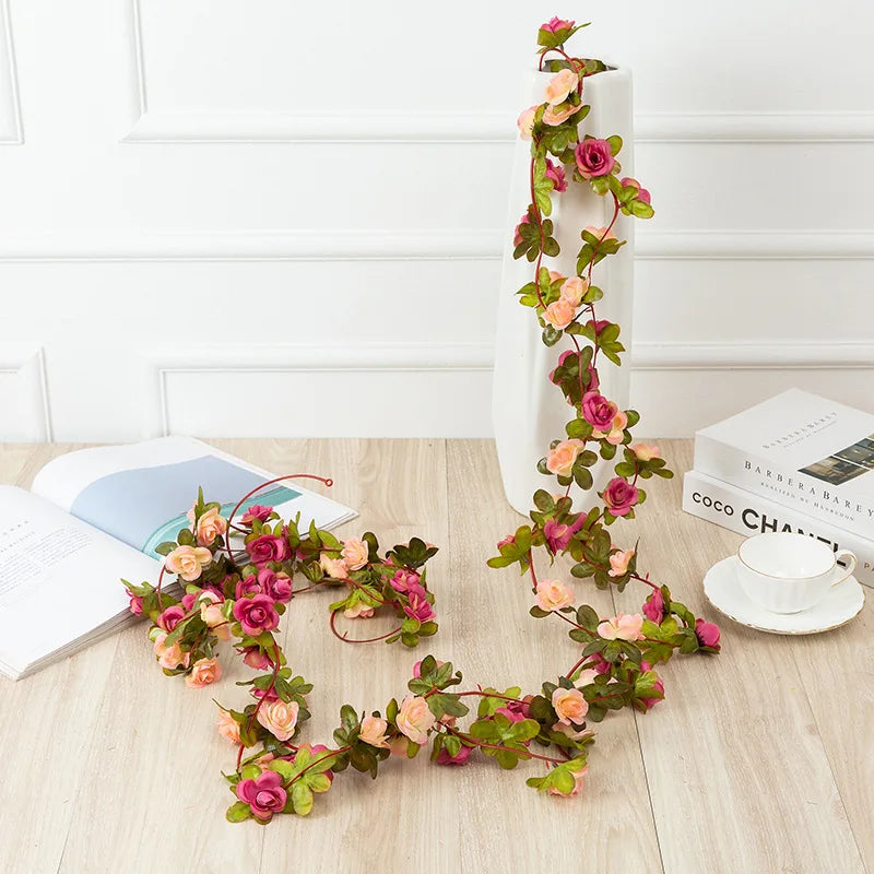 250 cm (98.4 in) Rose Artificial Flower Garland – Faux Rose Vine for Wedding, Christmas, Home & Garden Arch Decor