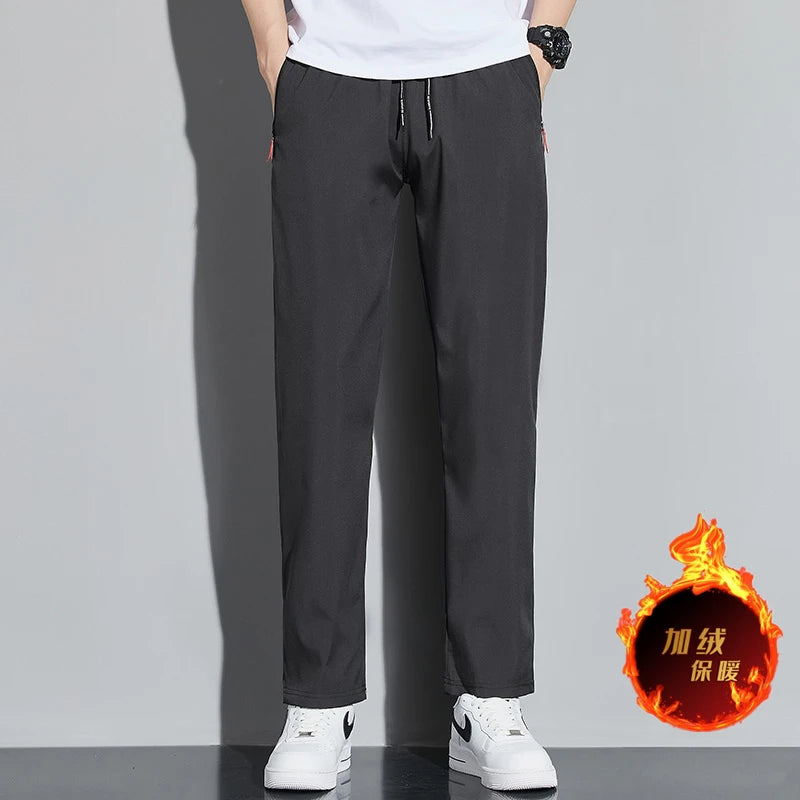 Men's Slim Fit Stretch Jogger Pants – Elastic Waist Business Casual Ankle-Length Trousers (Blue, Black, Gray)