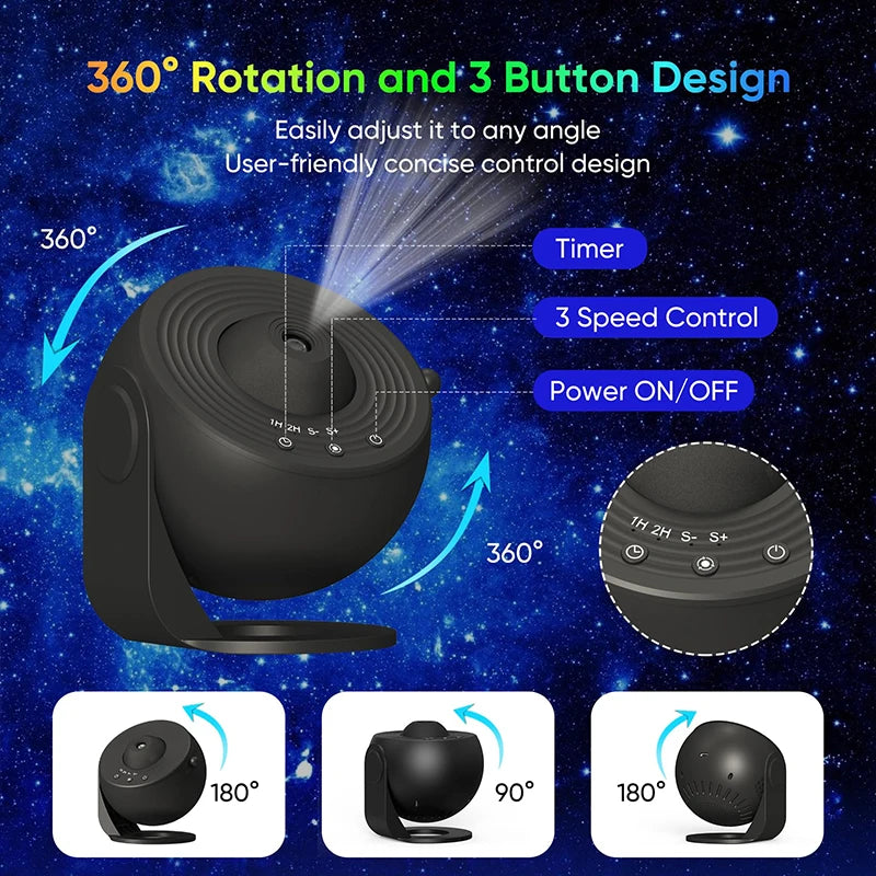 LED Galaxy Star Projector 13-in-1 Planetarium Night Light 360° Rotating for Bedroom & Gift